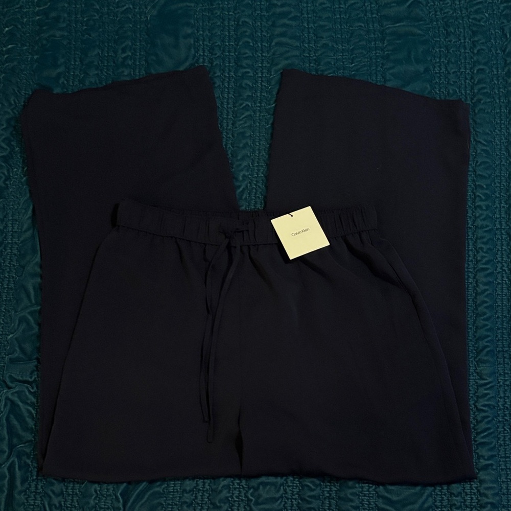 NWT Calvin Klein Navy Blue Wide Leg Pants
